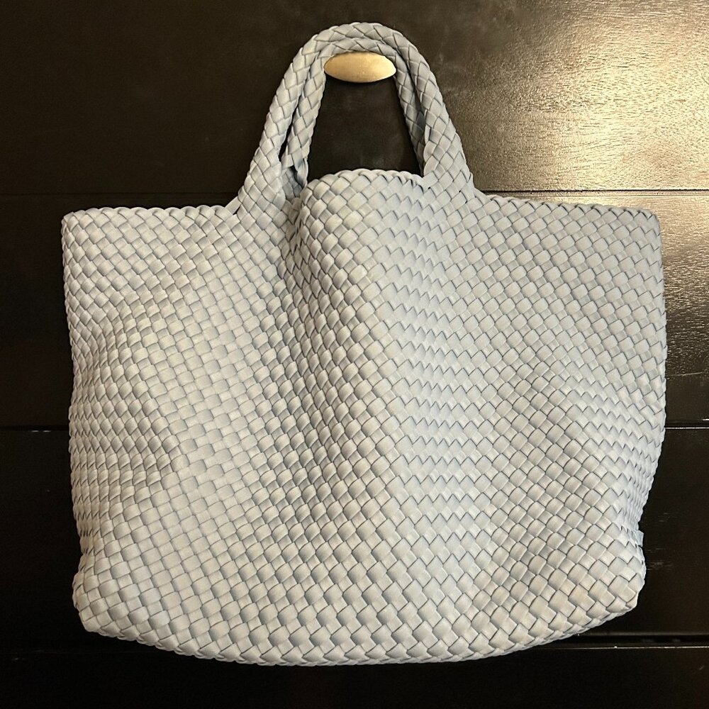 Naghedi St. Barths Medium Tote Bag in Powder Blue with Matching Pouch